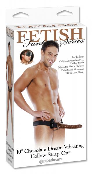 10" Chocolate Dream Vibrating Hollow Strap-On