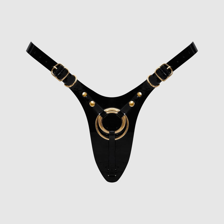 LEATHERETTE HARNESS FABULOUS - ONE SIZE - BLACK GLOSSY
