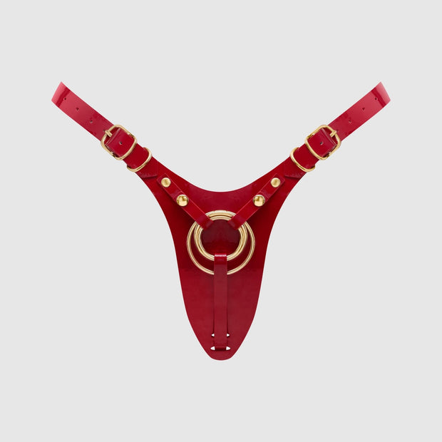 LEATHERETTE HARNESS FABULOUS - ONE SIZE - RED GLOSSY