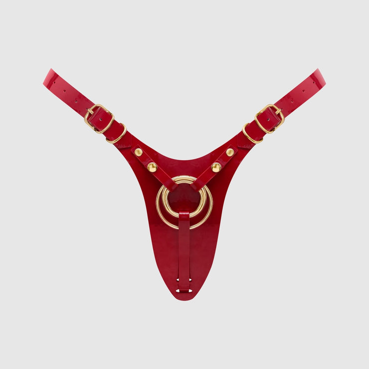 LEATHERETTE HARNESS FABULOUS - ONE SIZE - RED GLOSSY