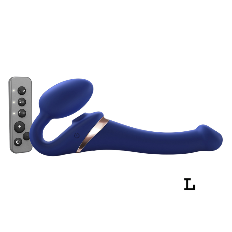 MULTI ORGASM BENDABLE STRAP-ON - L - NIGHT BLUE