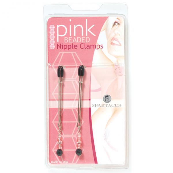 Beaded Nipple Clamps Adjustable Rubber Tipped Clamps With Pink Beads