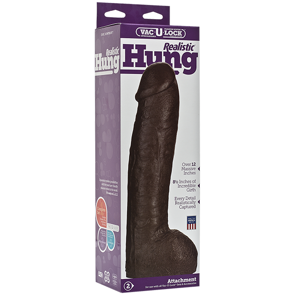 Vac-U-Lock 12" Realistic Hung Dong - Brown