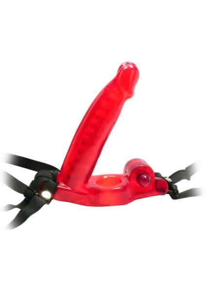 Double Penetrator Strap-On Cock Ring Red