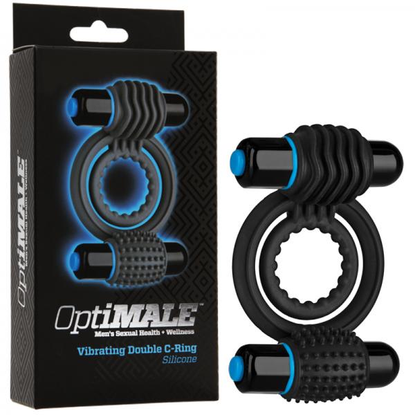 Optimale Silicone Vibrating Double C-Ring Waterproof - Black