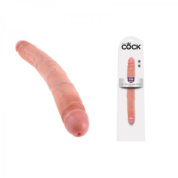 King Cock 12" Slim Double Dildo - Beige