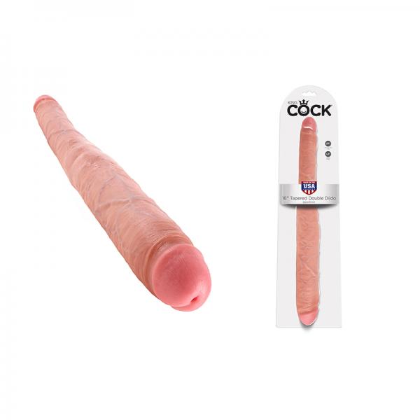 King Cock 16" Tapered Double Dildo - Beige
