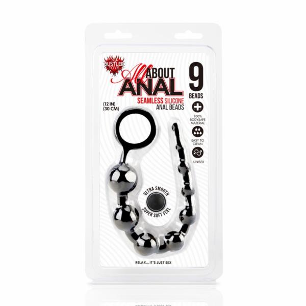 All About Anal Silicone Anal Beads 9 Balls Black