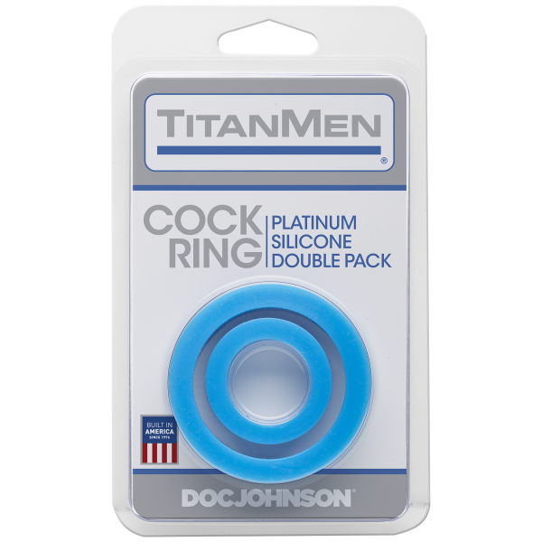Titanmen Cock Ring Platinum Silicone Double Pack Blue