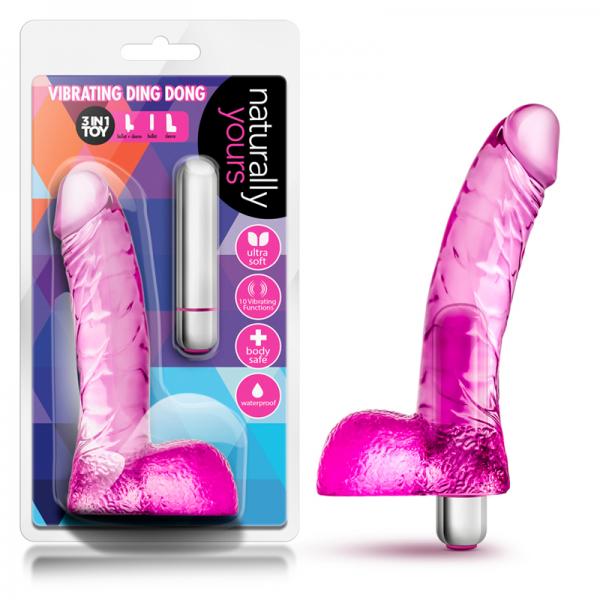 Naturally Yours Vibrating Ding Dong Pink Dildo