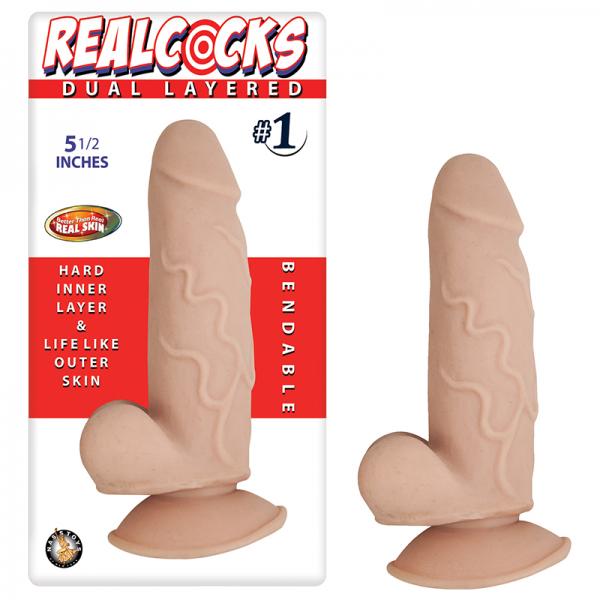 Real Cocks Dual Layered #1 Beige 5.5 inches Dildo