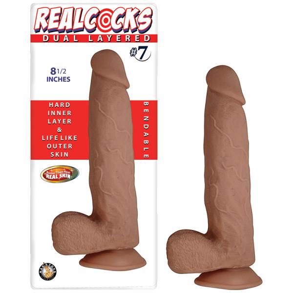 Real Cocks Dual Layered #7 Brown 8.5 inches Dildo