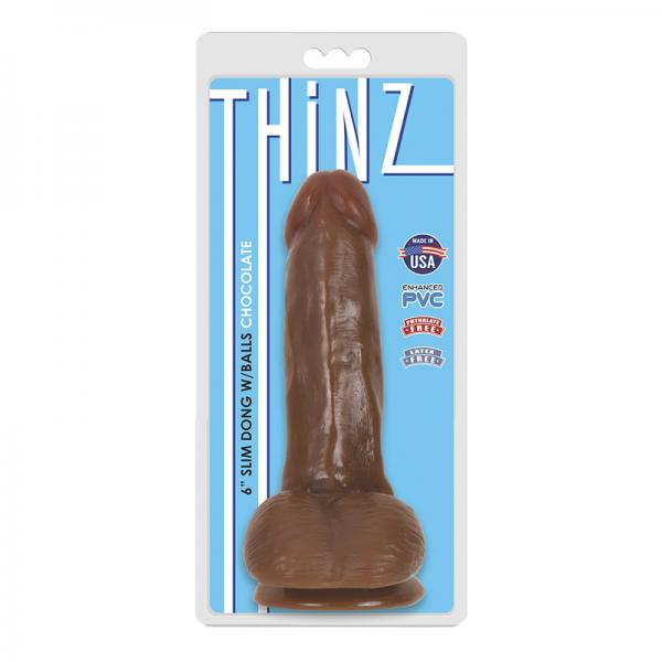 Thinz 6 inches Slim Dong with Balls Chocolate Brown