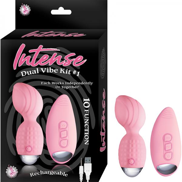 Intense Dual Vibe Kit#1 Work Together Or Independently Rechargeable 10 Function Waterproof Pink