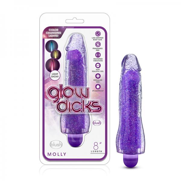 Glow Dicks - Molly Glitter Vibrator - Purple