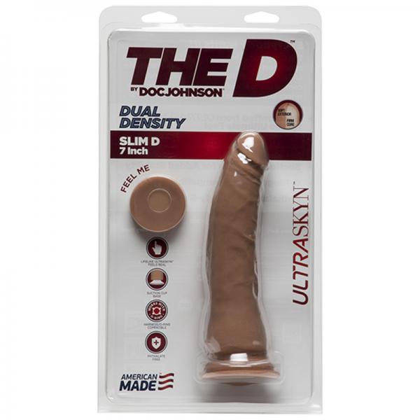 The D Slim Thin D 7 inches Ultraskyn Brown Dildo
