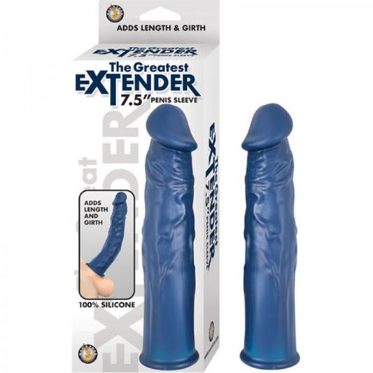 The Great Extender 7.5in Penis Sleeve Silicone Blue