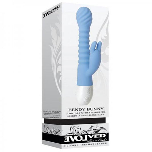 Evolved Bendy Bunny Dual Motors 8 Speeds& functions Ubs Rechargeable Cord Included Silicone Waterproo