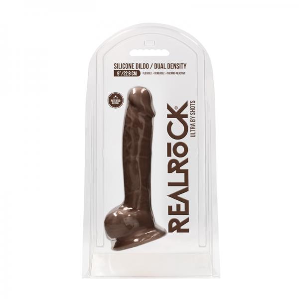 Realrock Ultra - 9 / 22.8 Cm - Silicone Dildo With Balls - Brown