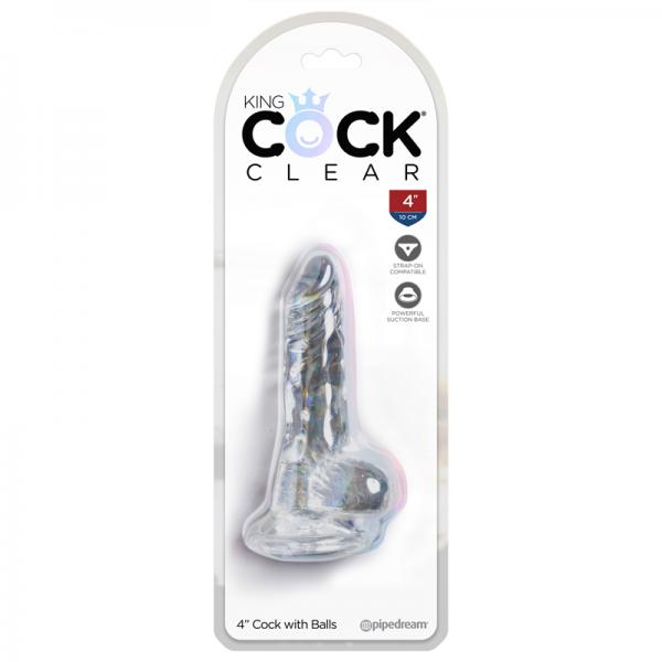 King Cock Clear 4in Cock With Balls