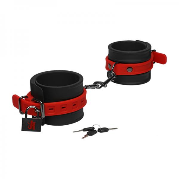 Kink By Doc Johnson Silicone Ankle Cuffs Black& red