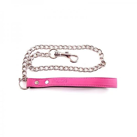 Leather Lead With Chain - Pink
