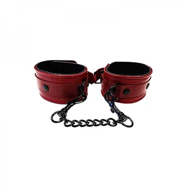 Leather Ankle Cuffs Burgunday & Black Accessories