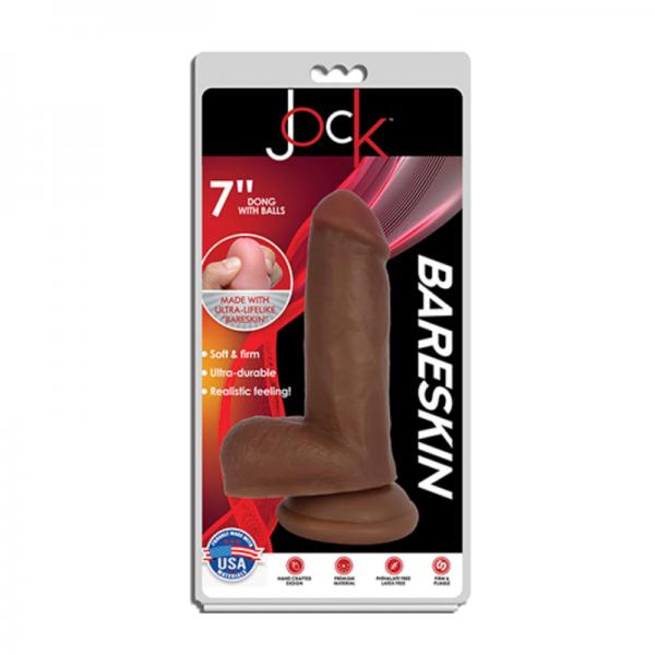 Jock Bareskin Dong W/balls& suction Cup 7in Latte