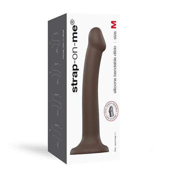 Strap-on-me Semi-realistic Dual Density Bendable Dildo Chocolate Size M