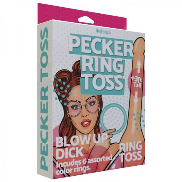 Inflatable Pecker Ring Toss - 3'. 6 Assorted Color Rings Included.