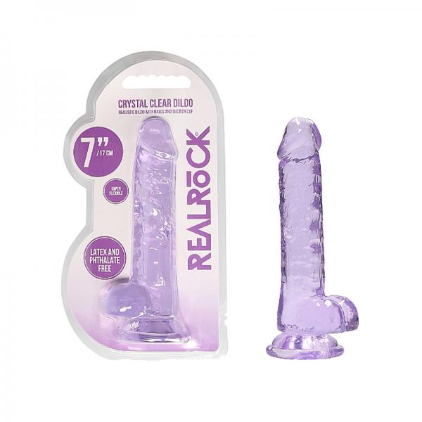 Realrock Realistic Dildo With Balls 7" Purple