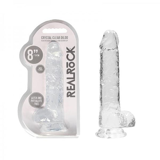 Realrock Realistic Dildo With Balls 8" Transparent